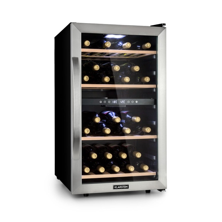 Klarstein, Vinamour 45D, Borhűtő, 2 Zónás, 118 Liter/45 Palack, 5 - 18 °C, Rozsdamentes Acél