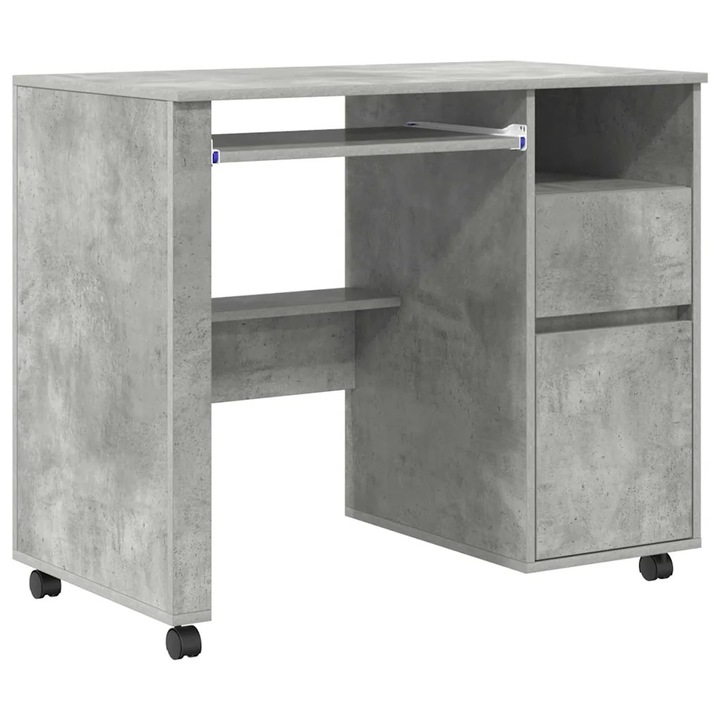vidaXL Kerekes íróasztal fiókkal Beton Szürke 91 x 50 x 77 cm Faanyag 869533