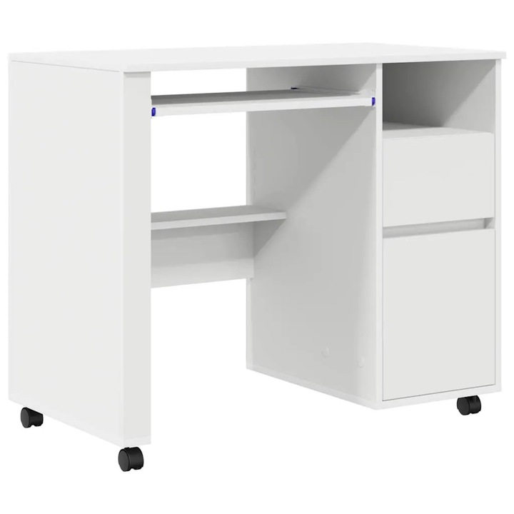 vidaXL Kerekes íróasztal fiókkal Fehér 91 x 50 x 77 cm Faanyag 869530