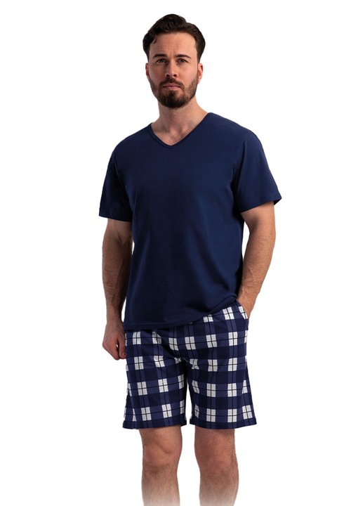 Vienetta Man férfi pizsama, Classic Grid Comfort