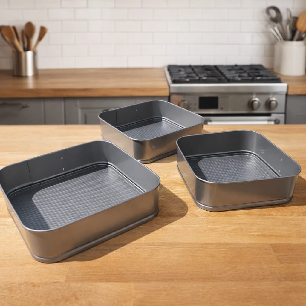 Set 3 tavi patrate detasabile 22/24/26 cm pentru tort si prajituri ...