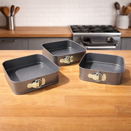 Set 3 tavi patrate detasabile 22/24/26 cm pentru tort si prajituri ...