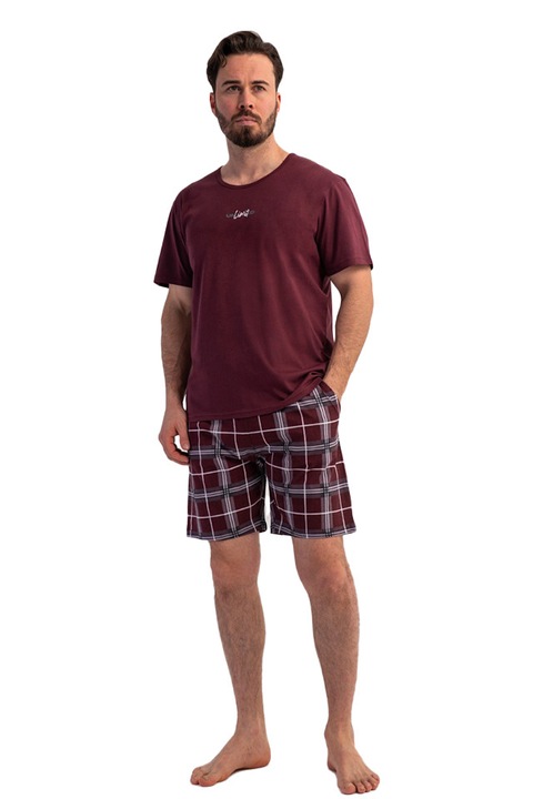 Vienetta Man, Unlimit Grid férfi pizsama, Bordó