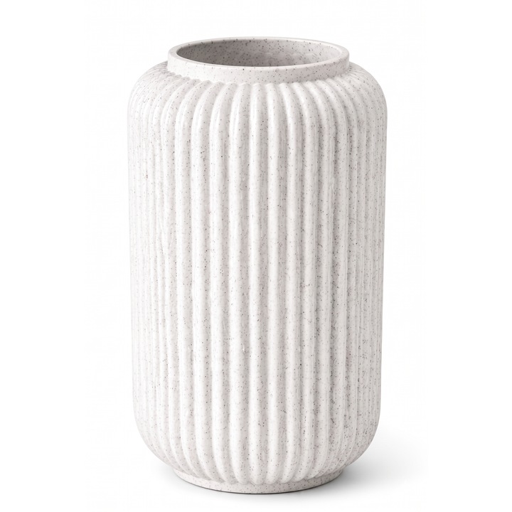 Vaza decorativa, aspect modern, imitatie piatra, din plastic PLA, H: 16cm