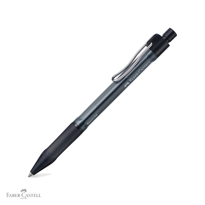 Pix cu gel cu mecanism Faber-Castell Beyond 0.7mm, cerneala neagra rezistenta, corp din plastic reciclat