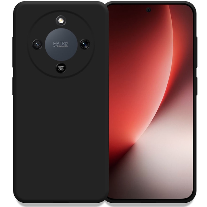Husa pentru Honor Magic 8 Lite, Color Shield, Interior de catifea, Suprafata aderenta, Protectie antisoc, Margini ridicate, Regular Fit, Silicon, Negru