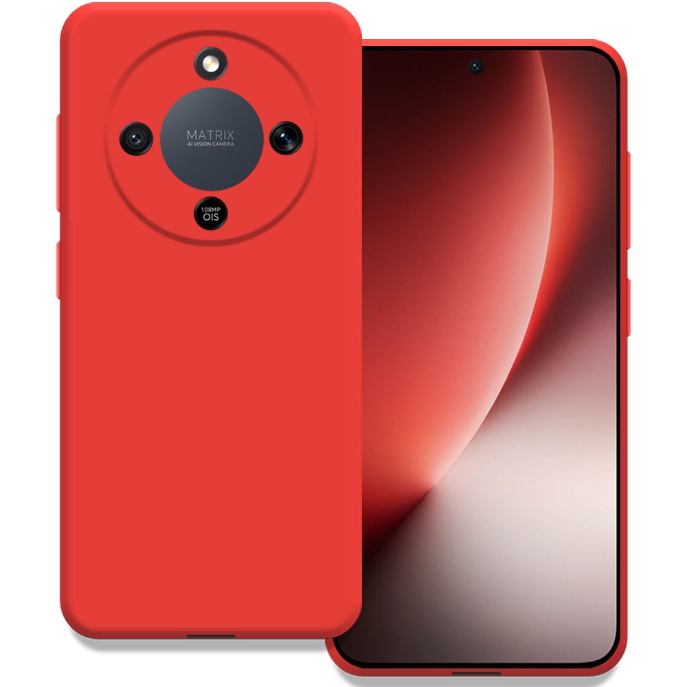 Husa pentru Honor Magic 8 Lite, Color Shield, Interior de catifea, Suprafata aderenta, Protectie antisoc, Margini ridicate, Regular Fit, Silicon, Rosu
