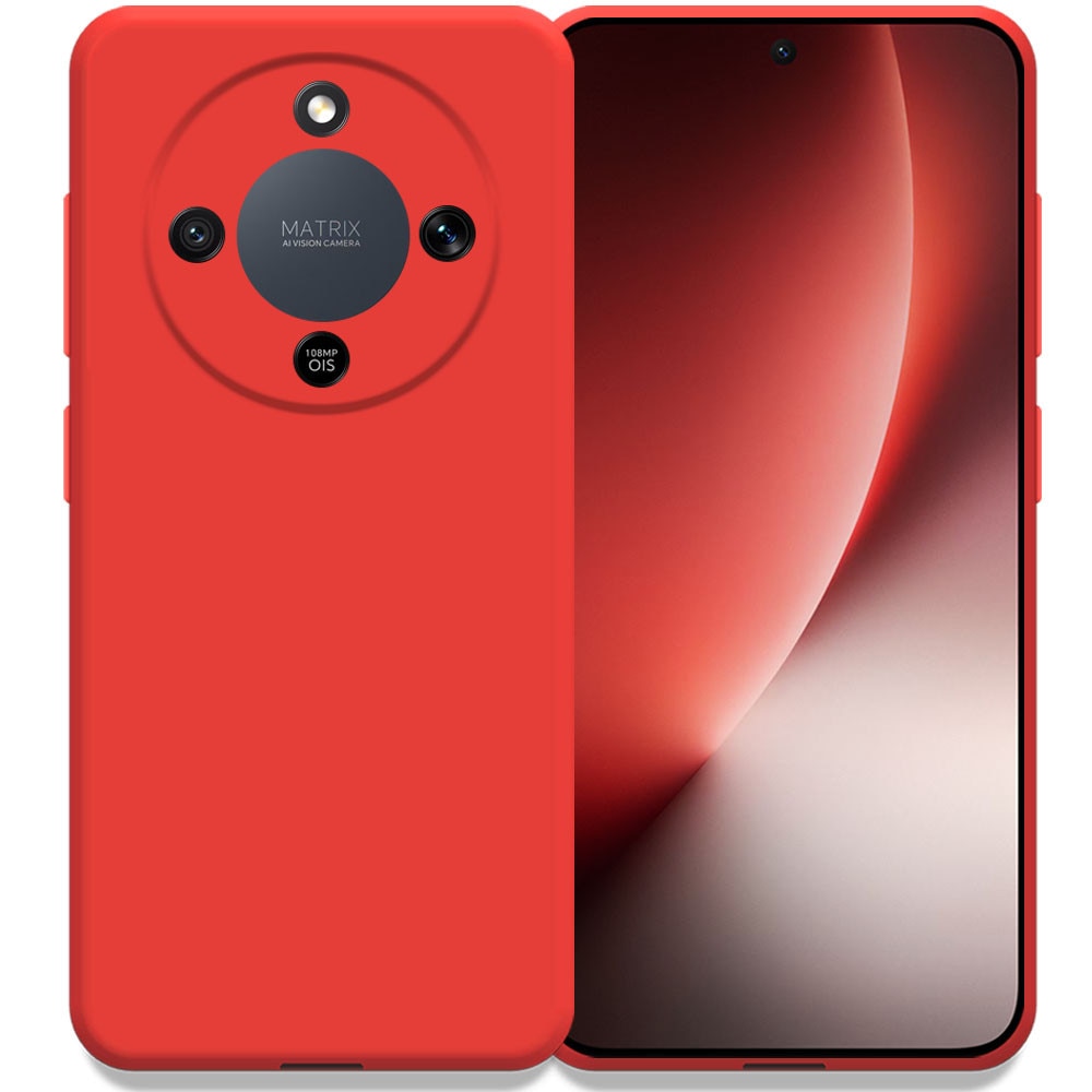 Husa pentru Honor Magic 8 Lite, Color Shield, Interior de catifea, Suprafata aderenta, Protectie antisoc, Margini ridicate, Regular Fit, Silicon, Rosu