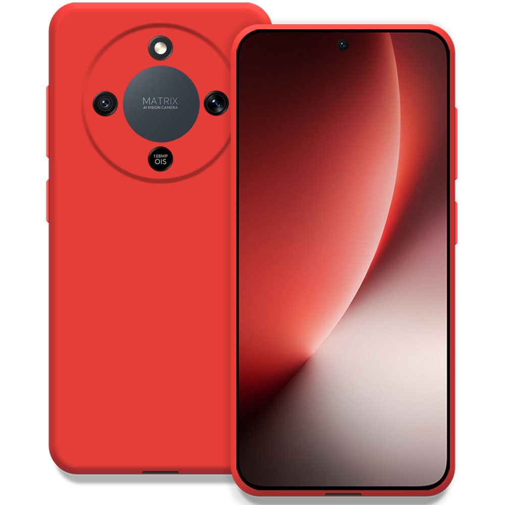Husa pentru Honor Magic 8 Lite, Color Shield, Interior de catifea, Suprafata aderenta, Protectie antisoc, Margini ridicate, Regular Fit, Silicon, Rosu