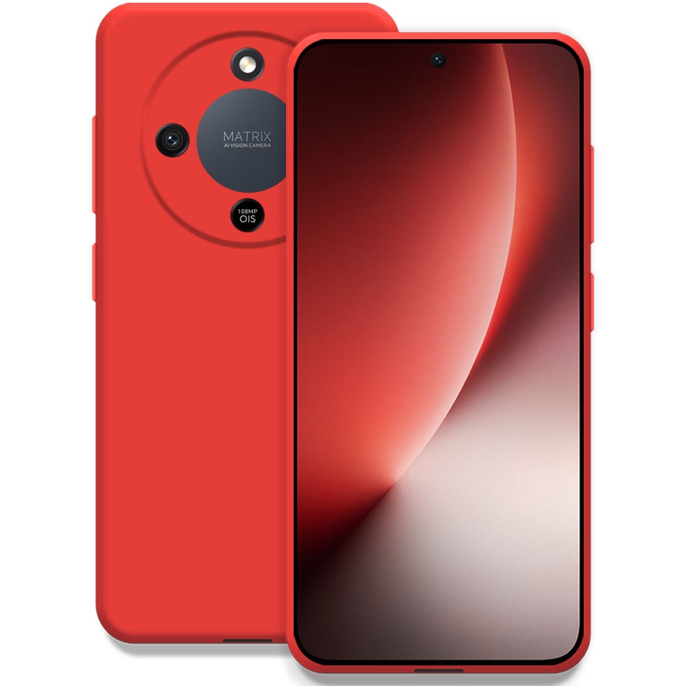 Husa pentru Honor Magic 8 Lite, Color Shield, Interior de catifea, Suprafata aderenta, Protectie antisoc, Margini ridicate, Regular Fit, Silicon, Rosu