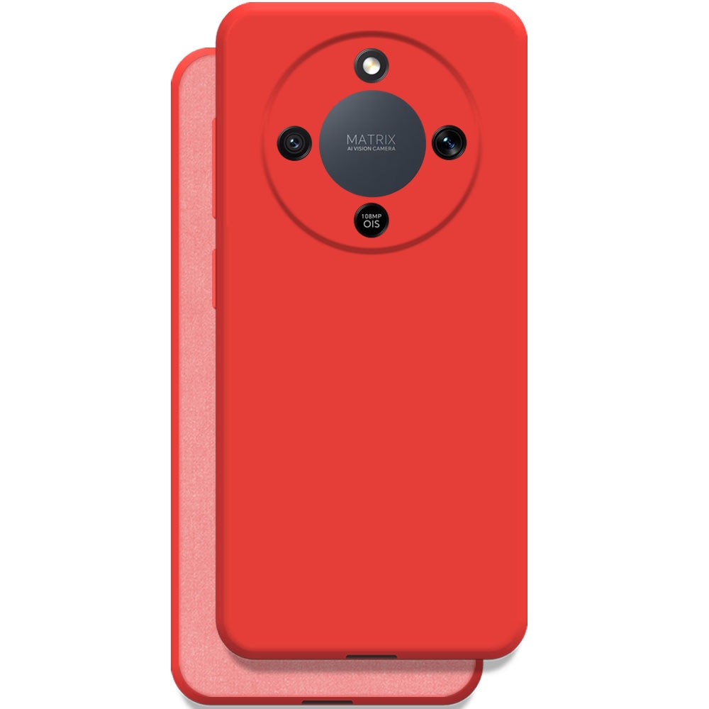 Husa pentru Honor Magic 8 Lite, Color Shield, Interior de catifea, Suprafata aderenta, Protectie antisoc, Margini ridicate, Regular Fit, Silicon, Rosu