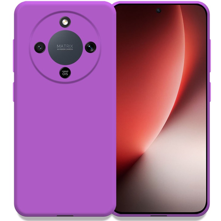Husa pentru Honor Magic 8 Lite, Color Shield, Interior de catifea, Suprafata aderenta, Protectie antisoc, Margini ridicate, Regular Fit, Silicon, Mov intens
