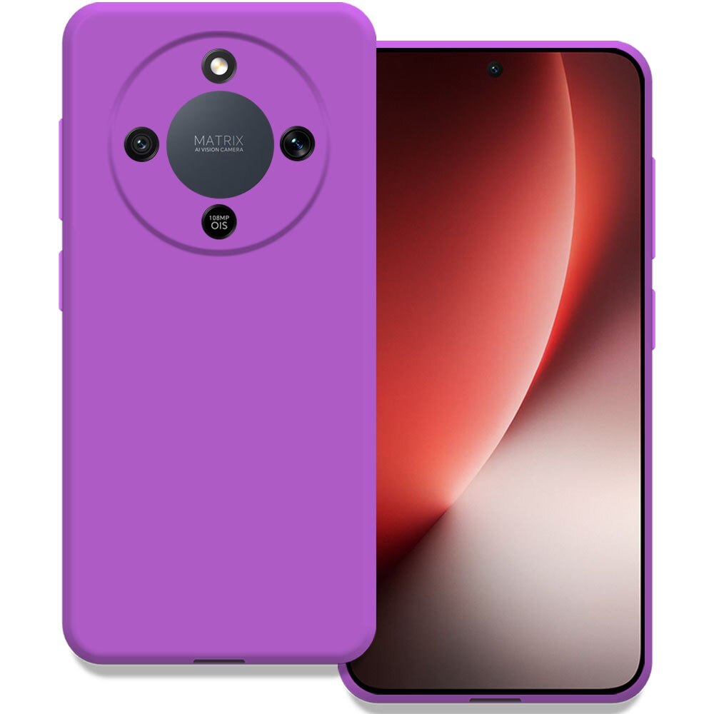 Husa pentru Honor Magic 8 Lite, Color Shield, Interior de catifea, Suprafata aderenta, Protectie antisoc, Margini ridicate, Regular Fit, Silicon, Mov intens