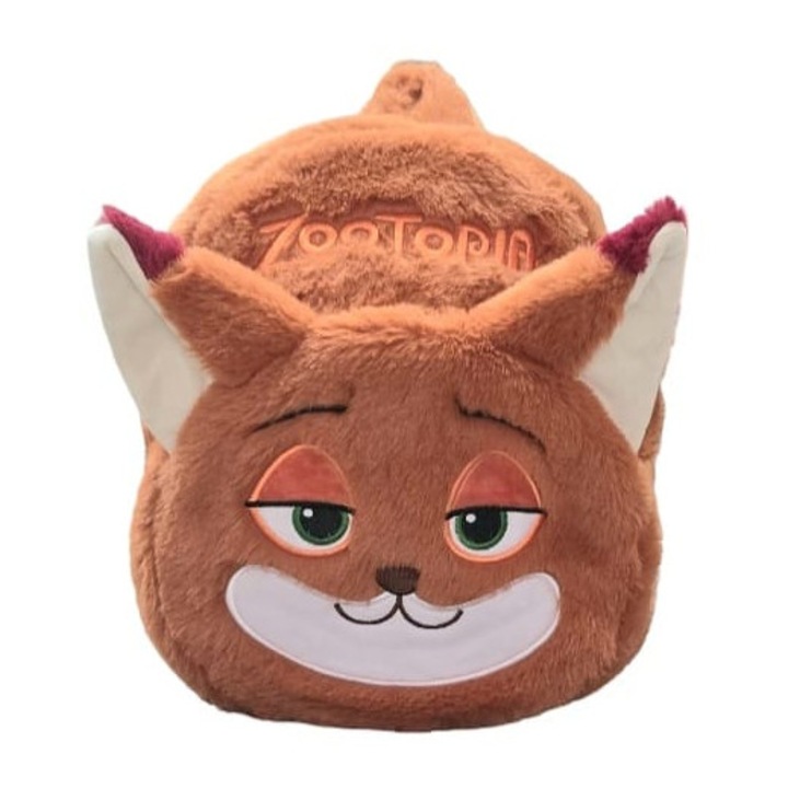Ghiozdan din plus, Zootopia, Iepurasul Nick, maro deschis, 25 cm, 2 ani+