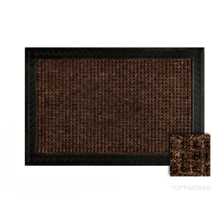 Szürke bejárati szőnyeg 90x60 cm, ®OPTIMDEKO, csúszásmentes, tartós, szennyeződés- és vízelnyelő, beltéri/kültéri, CR096 BARNA
