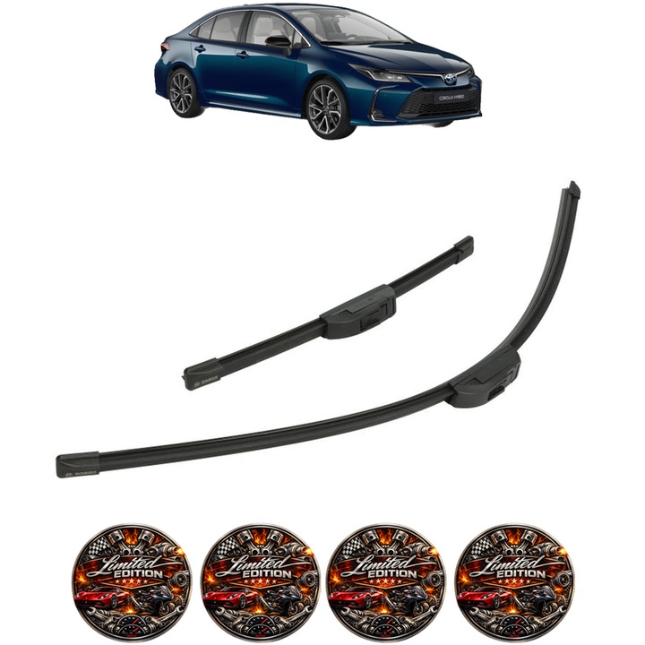 Set 2 Stergatoare TOYOTA COROLLA Saloon (E21) din 2019-2022, pentru parbriz auto, Bosch Aerotwin Retrofit, din cauciuc siliconat rezistent, 4 Stickere Auto