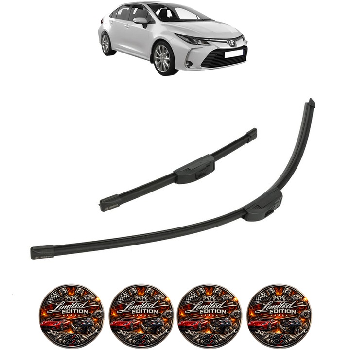 Set 2 Stergatoare TOYOTA COROLLA Hatchback (E21, EA1, EH1) din 2018-2025, pentru parbriz auto, Bosch Aerotwin Retrofit, din cauciuc siliconat rezistent, 4 Stickere Auto