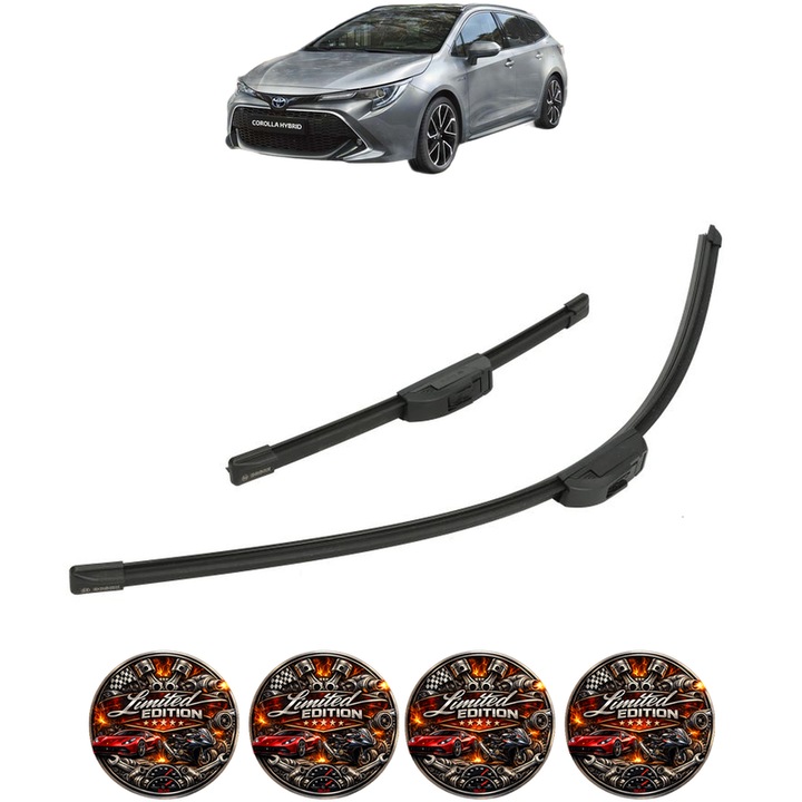 Set 2 Stergatoare TOYOTA COROLLA Estate (E21) din 2019-2025, pentru parbriz auto, Bosch Aerotwin Retrofit, din cauciuc siliconat rezistent, 4 Stickere Auto