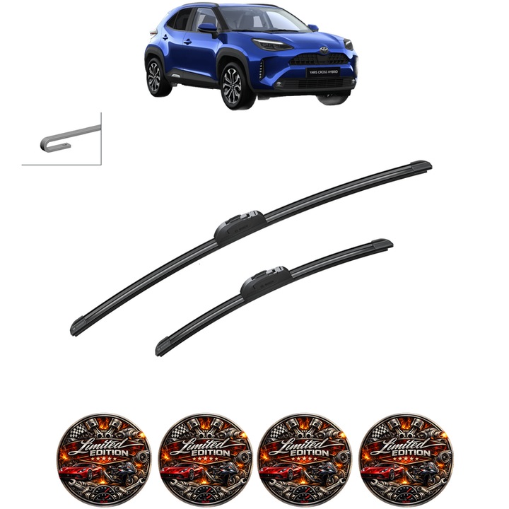Set 2 Stergatoare TOYOTA YARIS CROSS (MXP) din 2020-2024, pentru parbriz auto, Bosch Aerotwin Retrofit, din cauciuc siliconat rezistent, 4 Stickere Auto