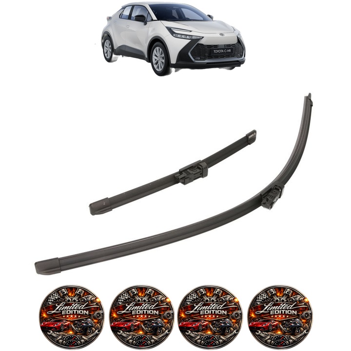 Set 2 Stergatoare TOYOTA C-HR (X2, H2) din 2023-2024, pentru parbriz auto, Bosch Aerotwin, din cauciuc siliconat rezistent, 4 Stickere Auto