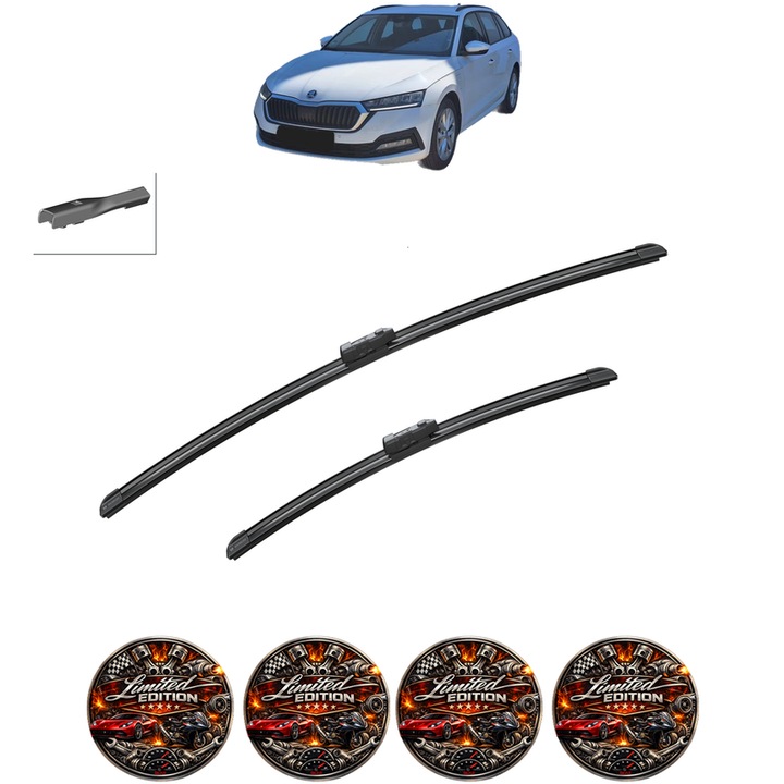 Set 2 Stergatoare SKODA OCTAVIA IV Combi (NX5, PV5) din 2019-2025, pentru parbriz auto, Bosch Aerotwin, din cauciuc siliconat rezistent, 4 Stickere Auto