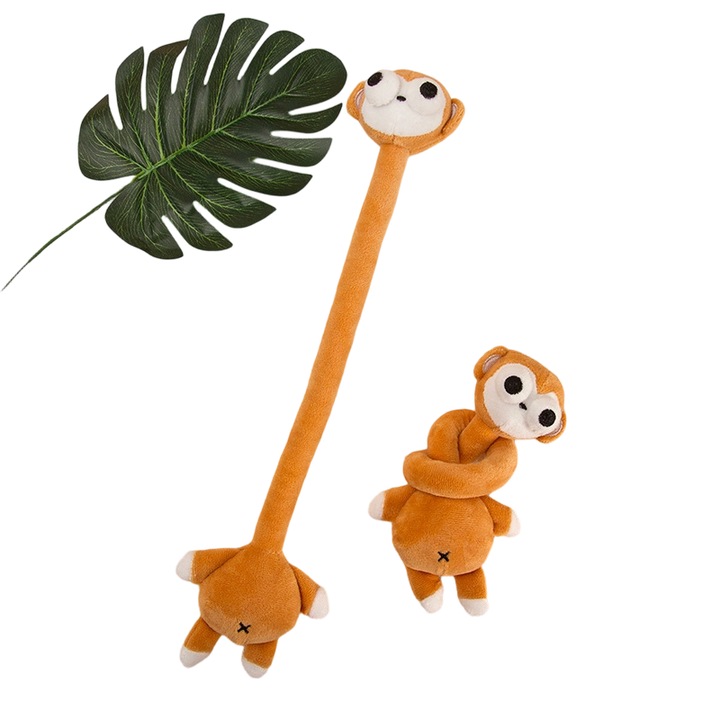 Jucarie de plus Maimuta cu gat lung, galben, 37cm