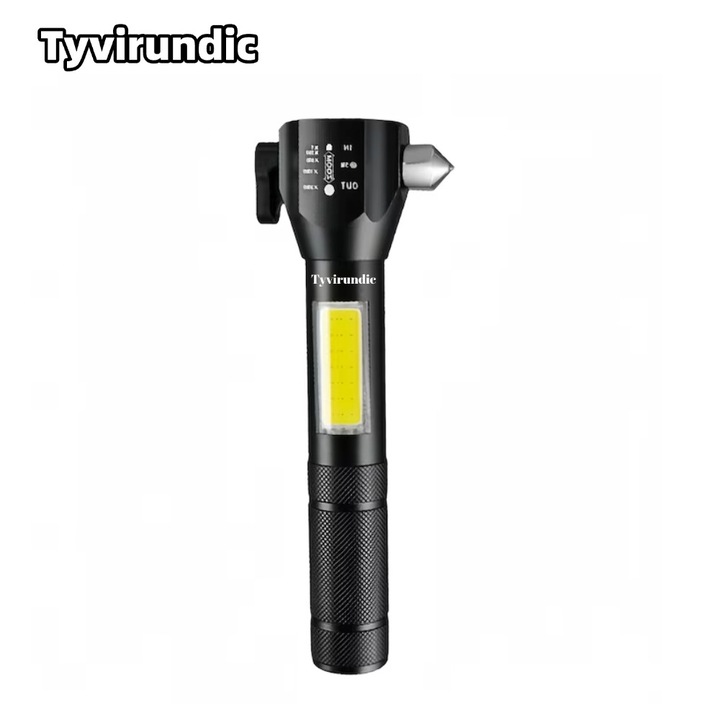 Фенерче с чук за безопасност за кола Tyvirundic 3 в 1 черно
