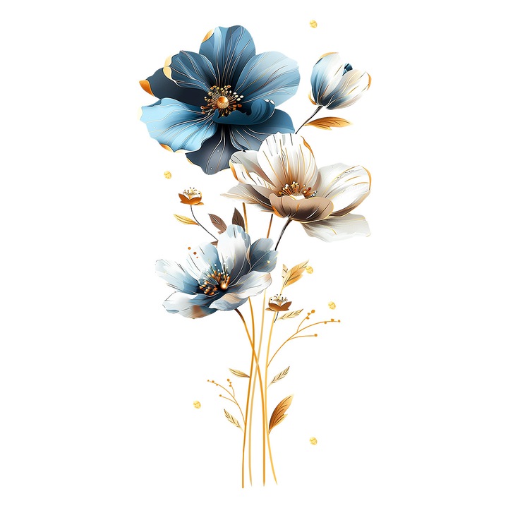 Autocolant Perete PVC Lotus Albastru OLOEY®, 38x79 cm, Sticker Floral Zen pentru Decor Interior