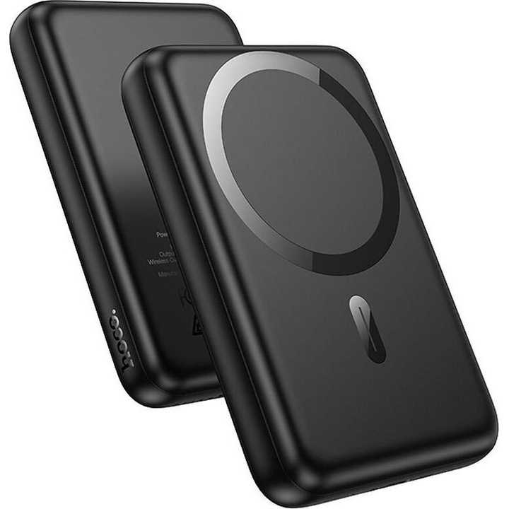 Powerbank Hoco J141, 10000 mAh, incarcare rapida 20W, wireless 15W, negru, 106x70x17.5mm
