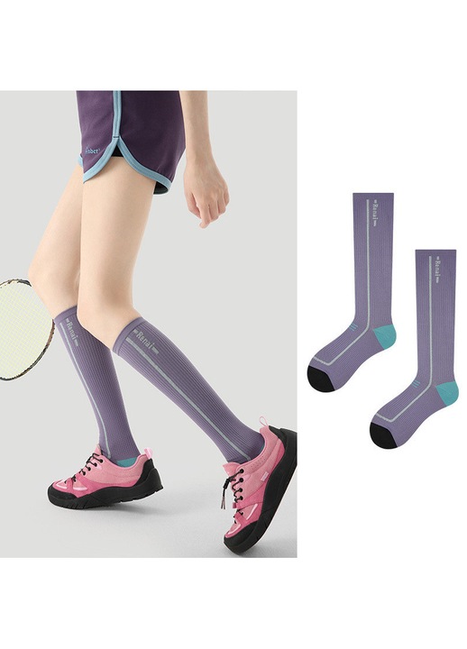 OLOEY® Női Fokozatos Kompressziós Sportzokni - Rövid Szárú, Borjúig Érő, Lila, Légáteresztő Polipropilén, Izzadságelvezető, Futáshoz, Fitneszhez, Kerékpározáshoz