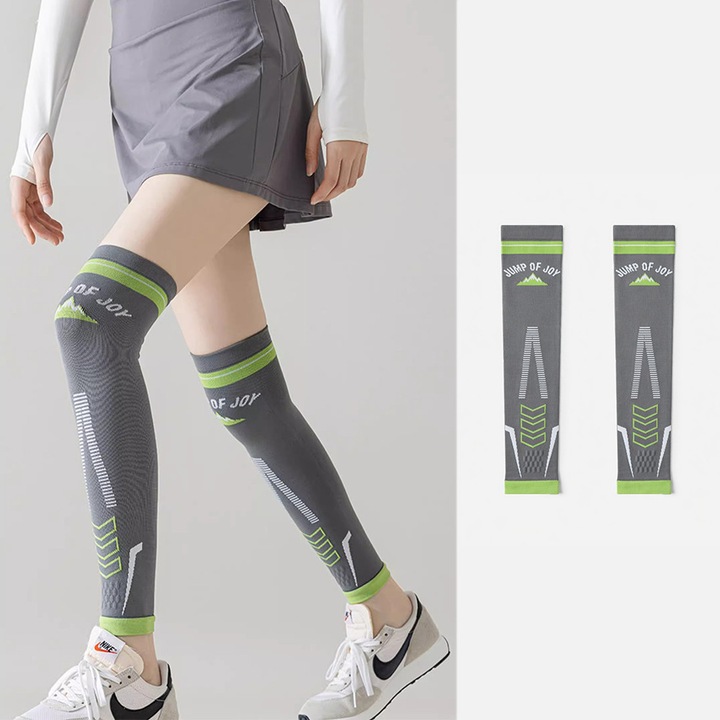 Manseta / Genunchiera Kompressziós Sport Over-Knee OLOEY®, Lábfej Nélküli, Szürke, Izomtámogatás Futáshoz, Kerékpározáshoz, Fitneszhez