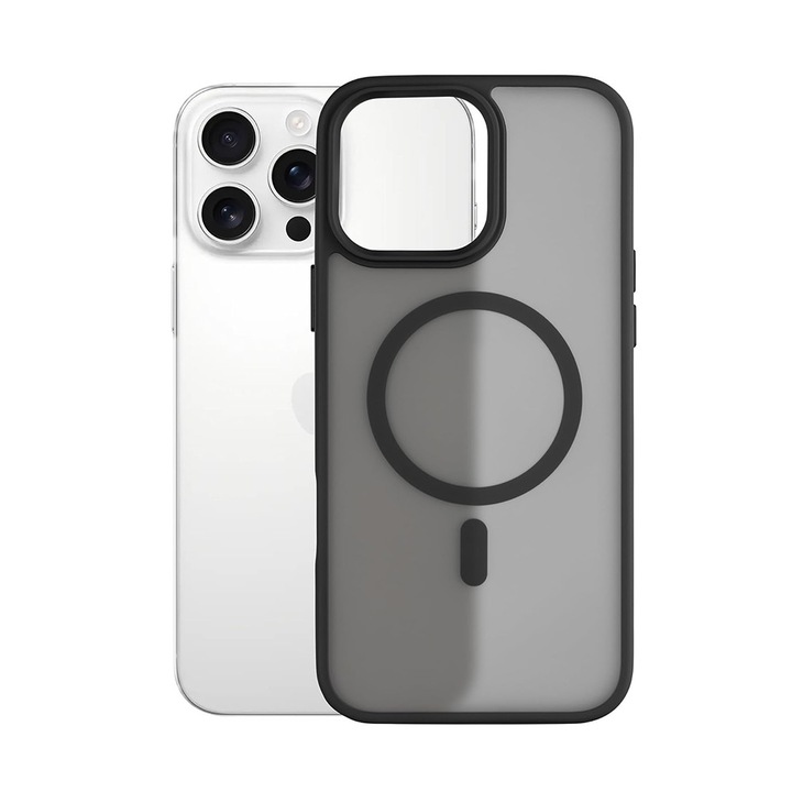 BOMSTOM telefontok, kompatibilis iPhone 17 Pro fekete TPU ütésálló és vezeték nélküli töltés