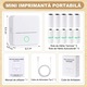 Мини Термопринтер XPQKDC® Преносим, Bluetooth, Без Мастило, Съвместим с iOS и Android, Включва 10 Ролки (5 Термо + 5 Самозалепващи), за Етикети, Бележки, Снимки и Направи си сам, Бял