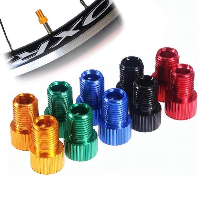10 darab kerékpárszelep adapter készlet, Chucai, alumínium, többszínű, 1.7x1cm