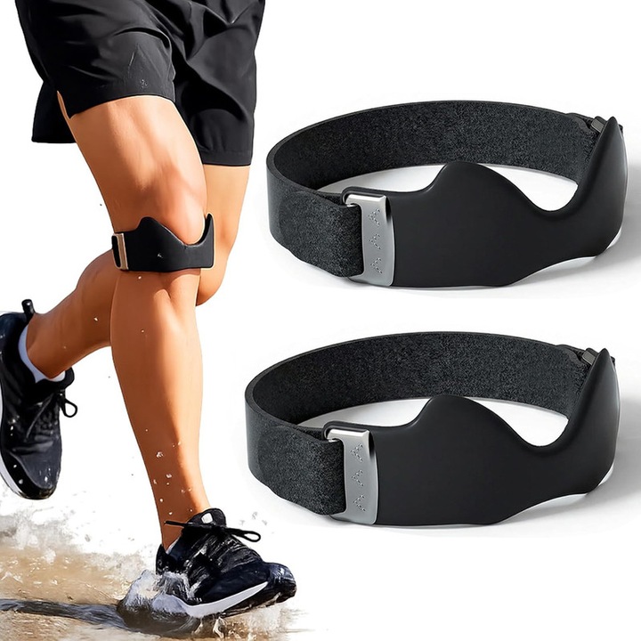 2 db állítható térdvédő készlet, Chucai, patella ín támogatás, elasztikus pántok, 3D légpárnák, fekete, univerzális méret