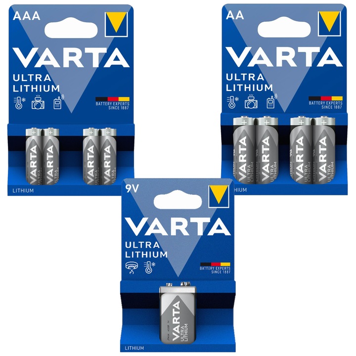 Set Baterii VARTA Ultra Lithium AAA (4szt.), AA (4szt.), PP3 (9V)
