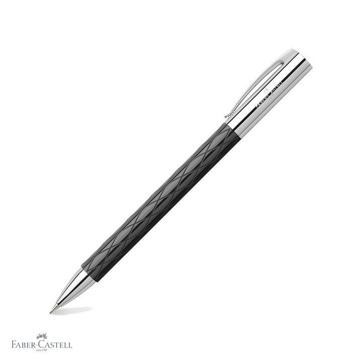 Creion mecanic Faber-Castell Ambition Rhombus, corp negru guilloche, mina 0.7 mm, pentru uz profesional