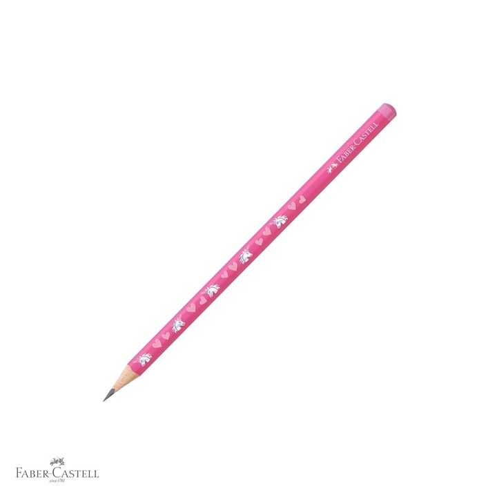Creion grafit Faber-Castell Unicorni, mina HB, forma triunghiulara ergonomica, pentru copii