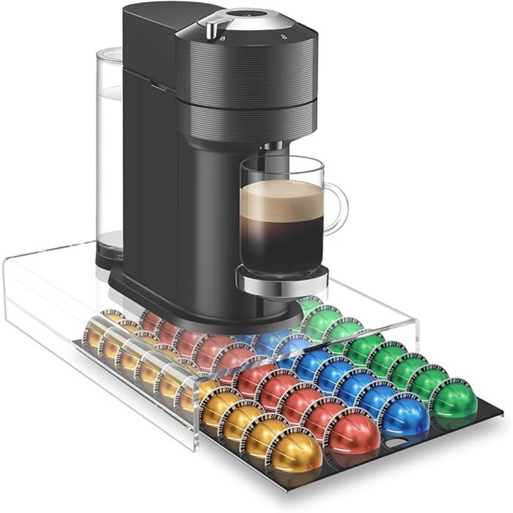XICENRM kávékapszula rendszerező, 40 kapszula, akril, 15.2"x10.7"x2.8", Nespresso Vertuo kávéfőzőhöz