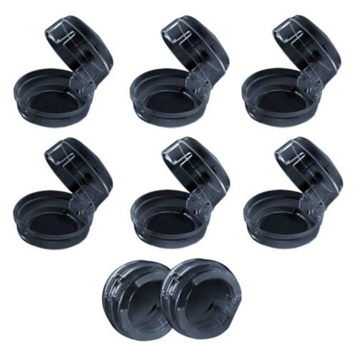 Set 8 protectii pentru butoane aragaz, protectii pentru cuptor, culoare neagra, dimensiune 6x4cm