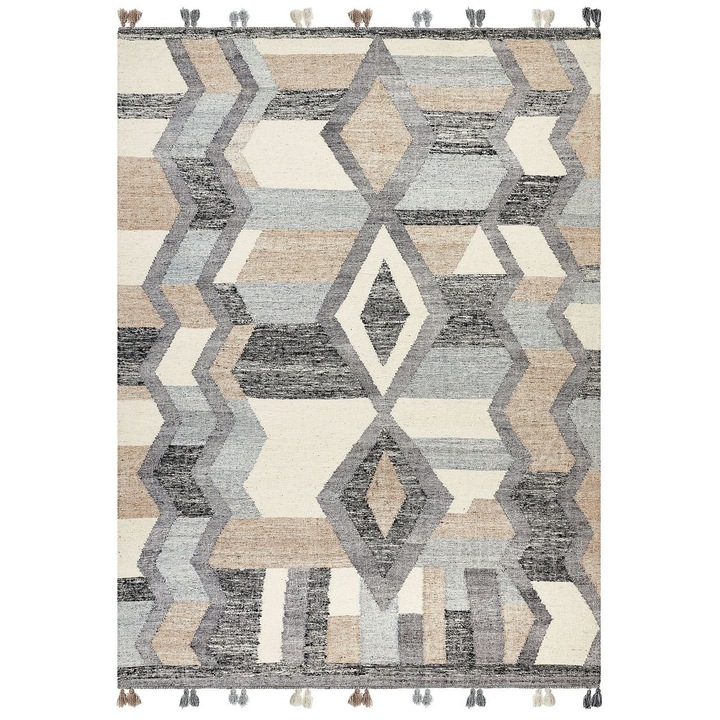 Covor kilim multicolor, Beliani, 160x230cm, tesut manual, design geometric