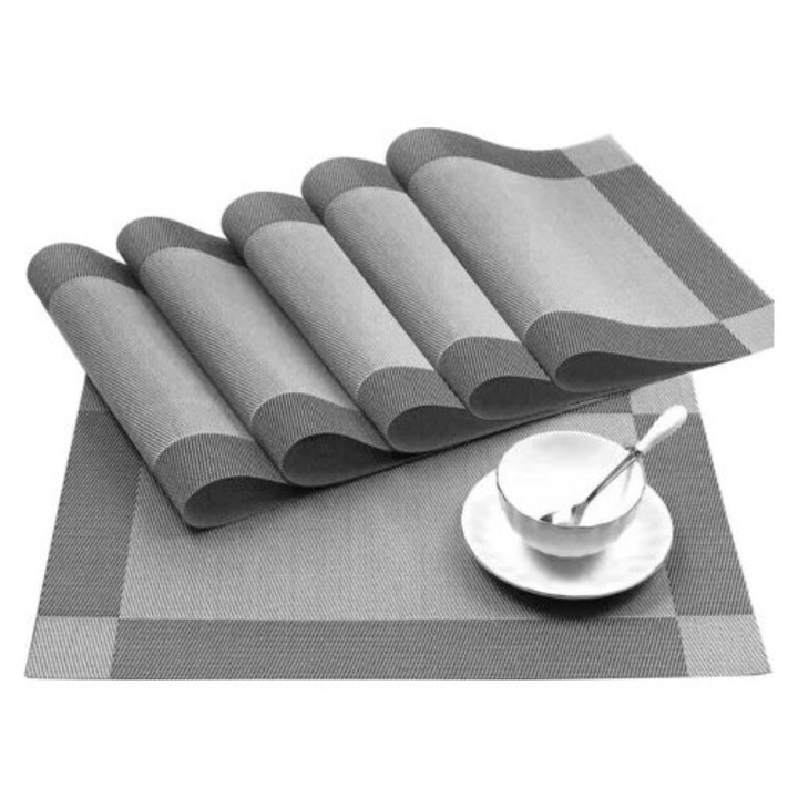 Set de 6 servete din PVC, rezistente la caldura, antiderapante, 45x30cm, multicolor