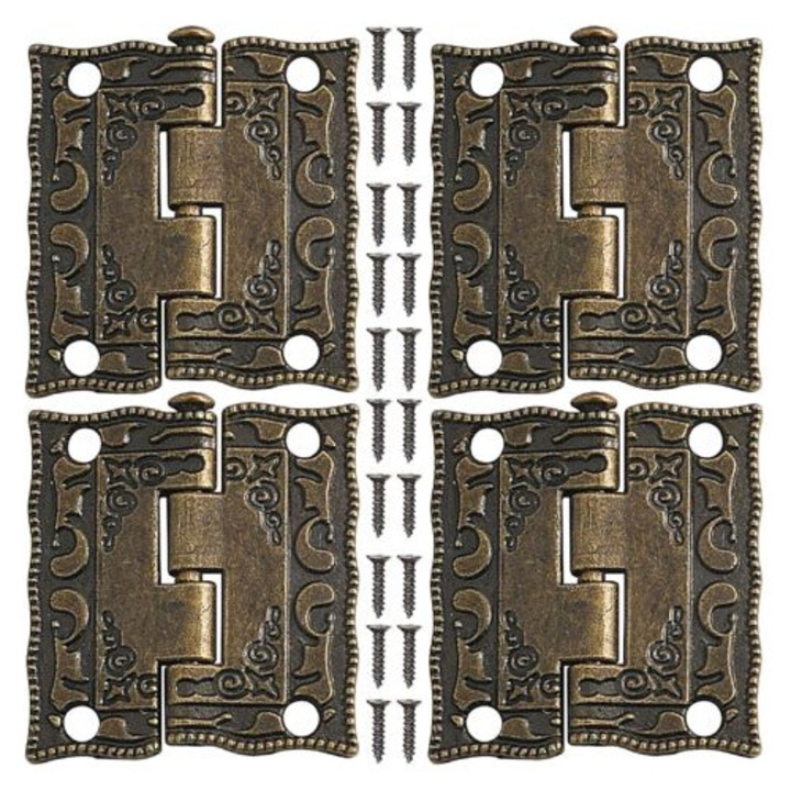 Set de 4 balamale vintage din bronz pentru decorarea dulapurilor si bibliotecilor, dimensiuni variate
