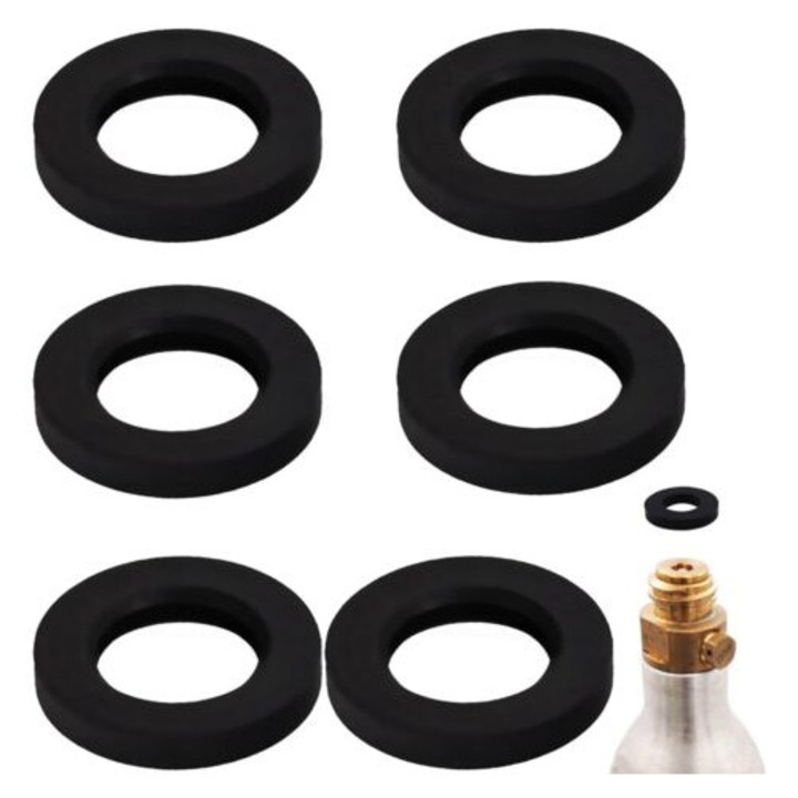 Set de 6 garnituri de schimb pentru SodaStream, negru, compatibile cu diverse modele