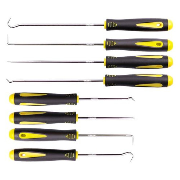 Set de unelte mecanice de precizie, 8 carlige, otel, design ergonomic, multicolor