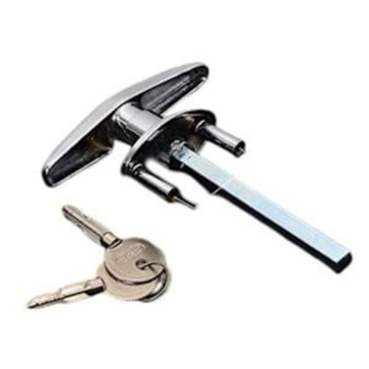 Yala pentru usa de garaj, argintie, 1 set (include 2 chei), din fier