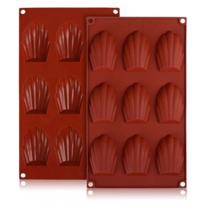 Forma prajituri din silicon, 9 cavitati, non-aderenta, 4.5x6.5cm, rezistenta la temperaturi extreme, set