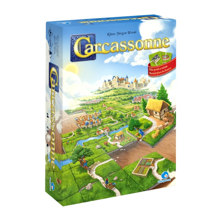 Игра Carcassonne, Настолна, Специално издание с разширението Укрепени църкви от Румъния, 2-5 играчи, 7+ години, на румънски език
