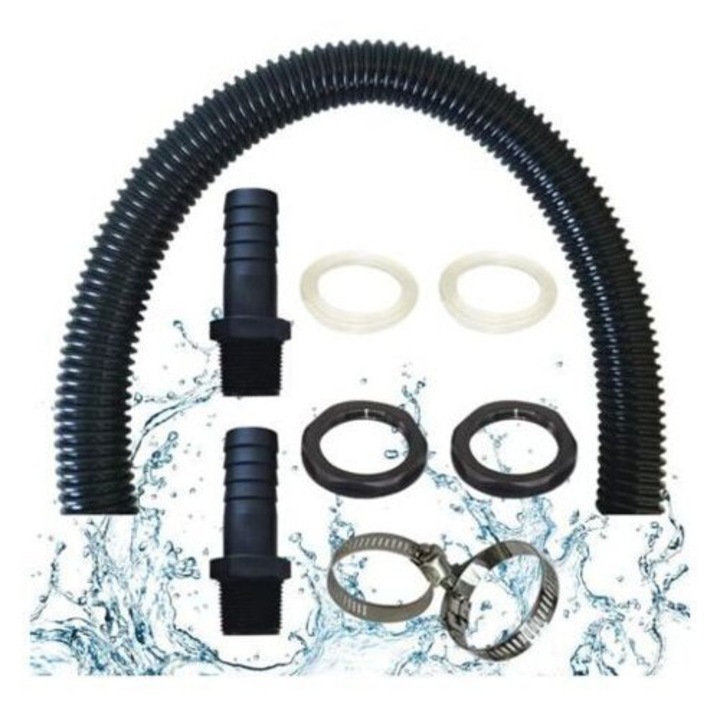 Kit de conectare pentru butoaie de apa, 25mm, furtun de 50cm, 2 racorduri cu piulite de blocare