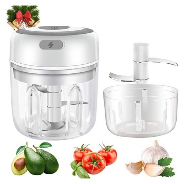 Tocator electric mini, multifunctional, USB reincarcabil, pentru usturoi, 45W, impermeabil, usor de curatat